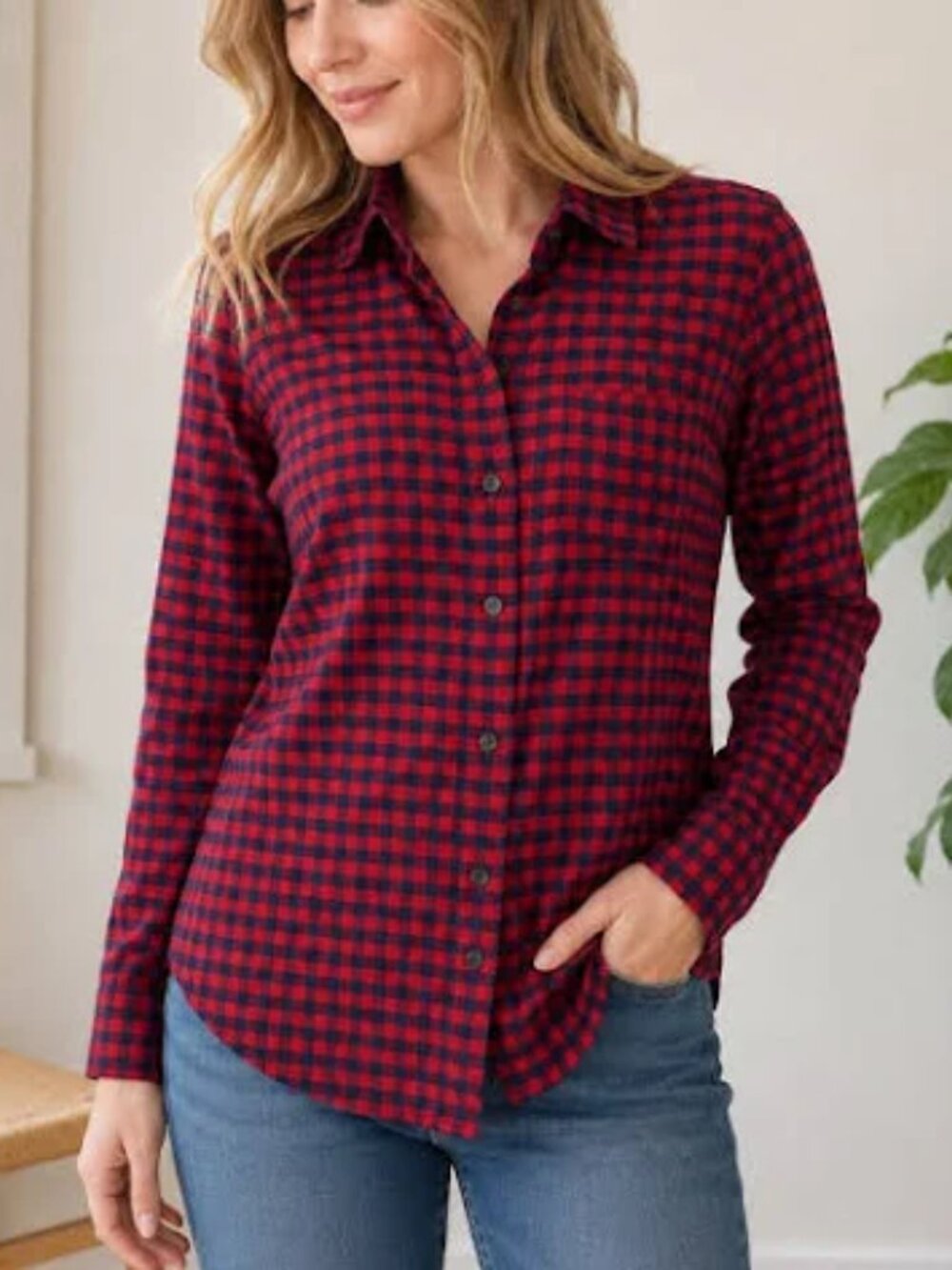 J. Crew Crinkle Boy Shirt in Red Check 16